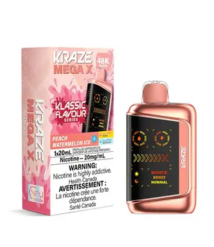Peach Watermelon Ice Kraze Mega X 48k Rechargeable Disposable