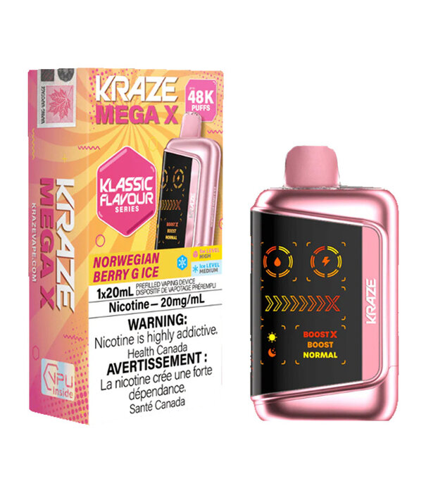Kraze Norwegian Berry G Ice Kraze Mega X 48k Rechargeable Disposable