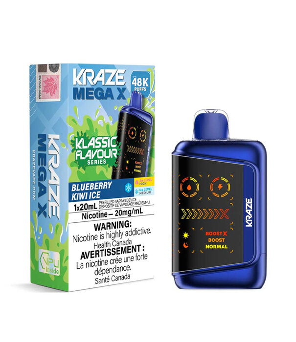 Kraze Blueberry Kiwi Ice Kraze Mega X 48k Rechargeable Disposable