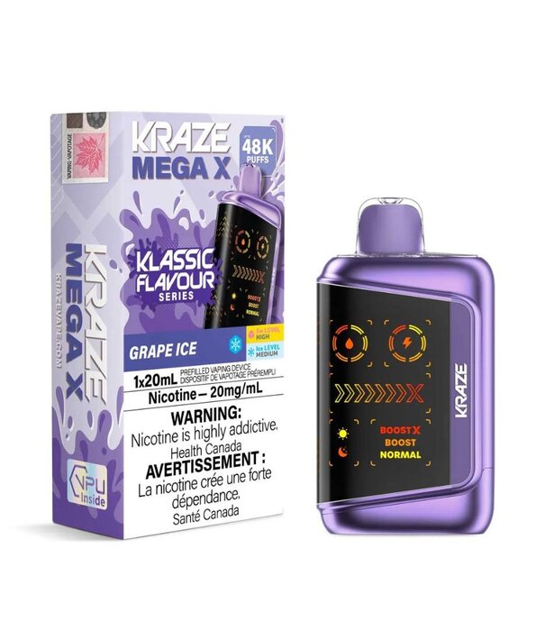 Kraze Grape Ice Kraze Mega X 48k Rechargeable Disposable