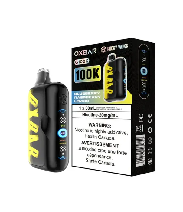 Ox Bar Blueberry Raspberry Lemon Rocky Vapor OxBar G100k Rechargeable Disposable