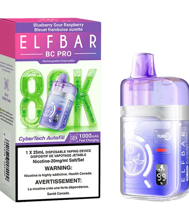Elf Bar Blueberry Sour Raspberry Elfbar BC Pro 80k Rechargeable Disposable