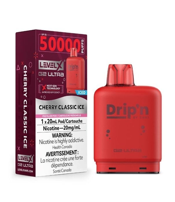 level X Cherry Classic Ice Drip’N Level X G2 Ultra 50k Disposable Vape Pod