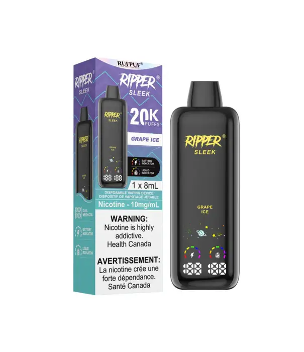 Ripper X by RUFPUF Grape Ice 10mg Ripper Sleek 20k Rechargeable Disposable