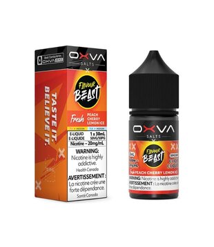 Peach Cherry Lemon Ice 20mg Flavour Beast Oxva Nic Salt 30ml E-liquid