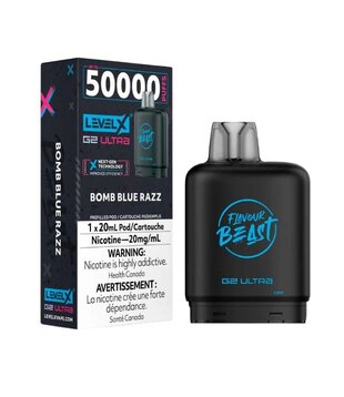 Bomb Blue Razz 10mg flavour Beast Level X G2 Ultra 50k Disposable Vape Pod