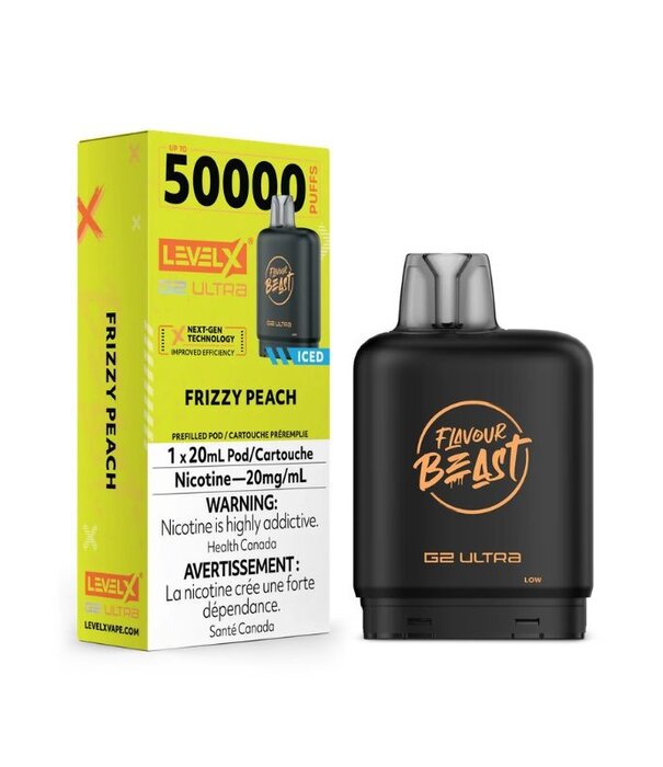 level X Frizzy Peach Ice 10mg Flavour Beast Level X G2 Ultra 50k Disposable Vape Pod