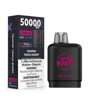 Trippin Triple Berry 10mg Flavour Beast Level X G2 Ultra 50k Disposable Vape Pod