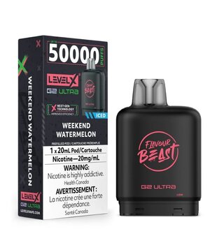 Weekend Watermelon Ice 10mg Flavour Beast Level X G2 Ultra 50k Disposable Vape Pod