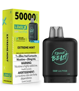 Extreme Mint Zero Nic Flavour Beast Level X G2 Ultra 50k Disposable Vape Pod