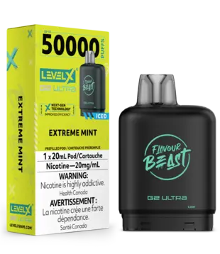 Extreme Mint Zero Nic Flavour Beast Level X G2 Ultra 50k Disposable Vape Pod