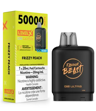 Frizzy Peach Ice Zero Nic Flavour Beast Level X G2 Ultra 50k Disposable Vape Pod
