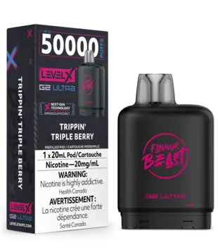 Trippin Triple Berry Zero Nic Flavour Beast Level X G2 Ultra 50k Disposable Vape Pod