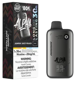 Jumpin Juicy Peach Ice Zero Nic Flavour Beast Alpha 80k Rechargeable Disposable