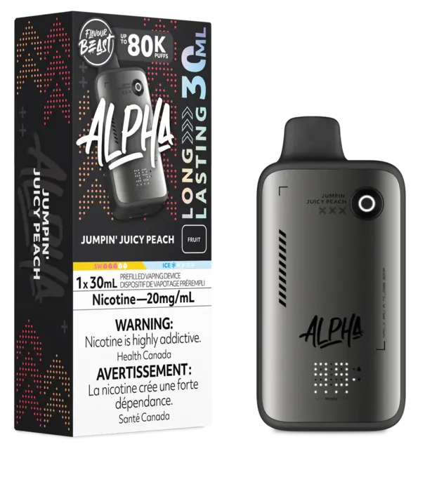 Flavour Beast Jumpin Juicy Peach Ice Zero Nic Flavour Beast Alpha 80k Rechargeable Disposable