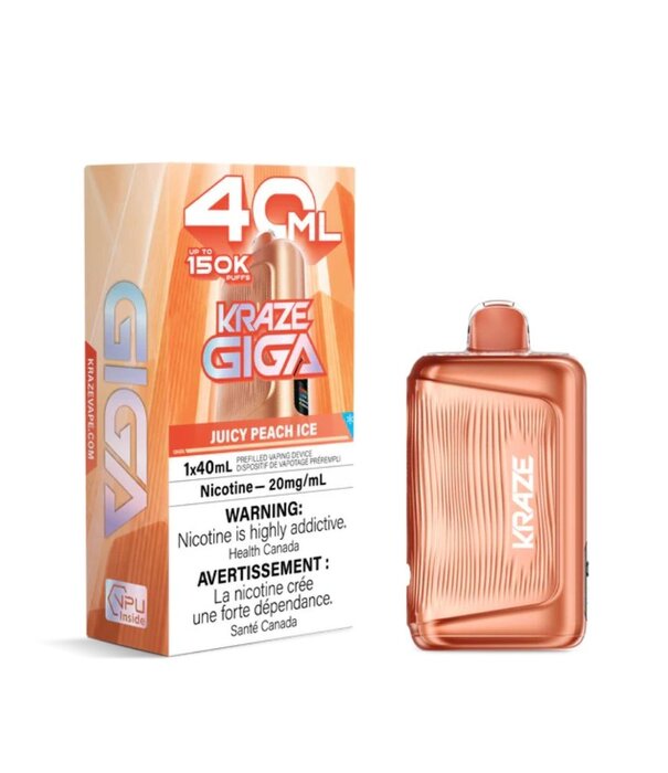 Kraze Juicy Peach Ice Kraze Giga 150k Rechargeable Disposable