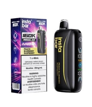 Peach Blueberry Raspberry Insta Bar Mega Pro 160k Rechargeable Disposable