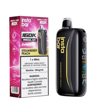 Strawberry Peach Insta Bar Mega Pro 160k Rechargeable Disposable