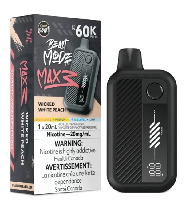 Flavour Beast Wicked White Peach Flavour Beast Beast Mode Max 3 60k Rechargeable Disposable