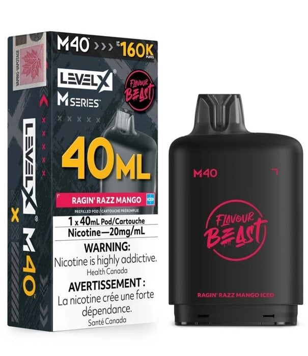 level X Ragin Razz Mango Ice Flavour Beast Level X M-Series 160k Disposable Vape Pod