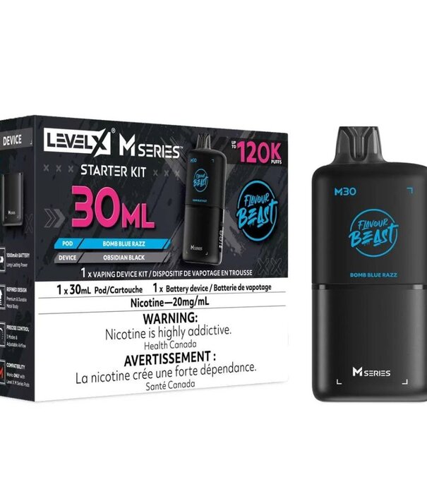 level X Bomb Blue Razz Flavour Beast Level X M-Series 120k Starter Kit