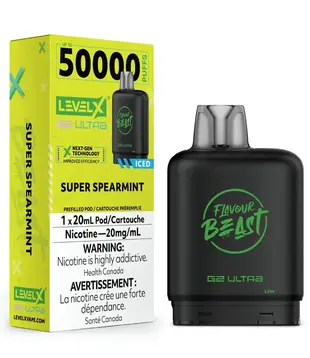 Super Spearmint Ice Flavour Beast Level X G2 Ultra 50k Disposable Vape Pod