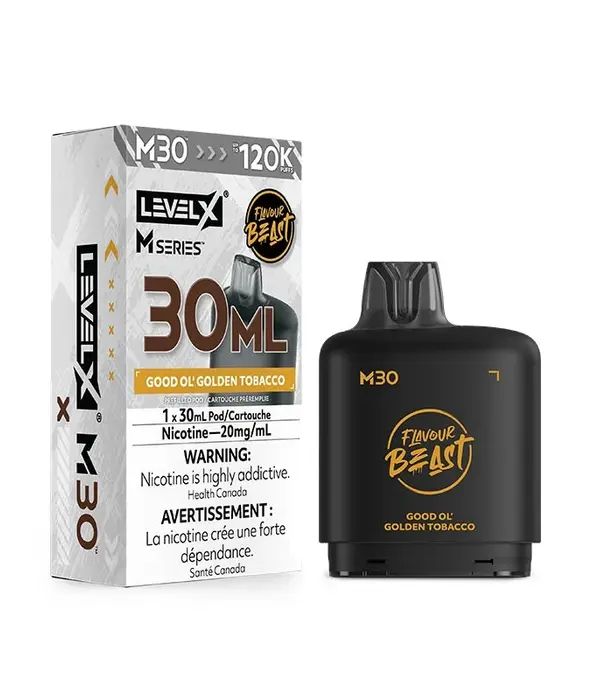 level X Good Ol Golden Tobacco Flavour Beast Level X M-Series 120k Disposable Vape Pod