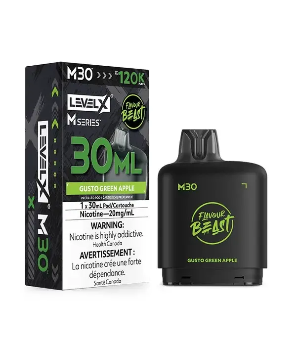 level X Gusto Green Apple Flavour Beast Level X M-Series 120k Disposable Vape Pod