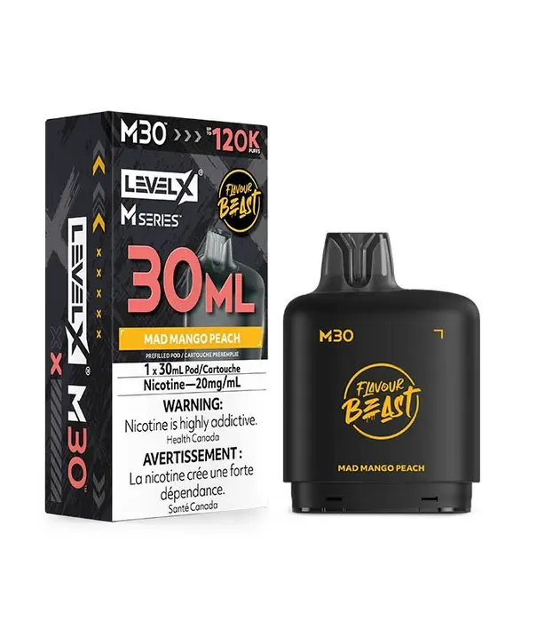 level X Mad Mango Peach Flavour Beast Level X M-Series 120k Disposable Vape Pod