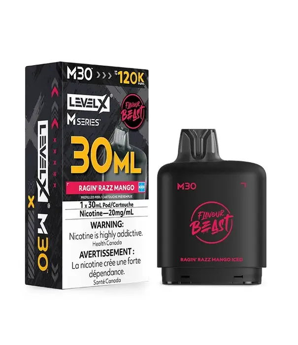 level X Ragin Razz Mango Ice Flavour Beast Level X M-Series 120k Disposable Vape Pod