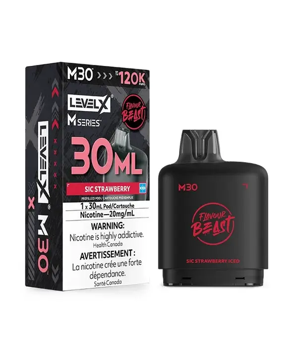 level X Sic Strawberry Ice Flavour Beast Level X M-Series 120k Disposable  Vape Pod