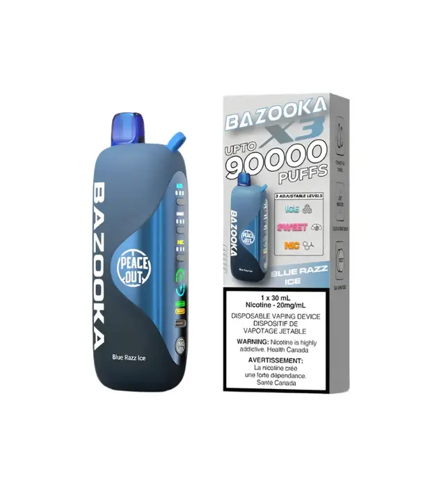 Bazooka Blue Razz Ice Bazooka X3 90k Rechargeable  Disposable