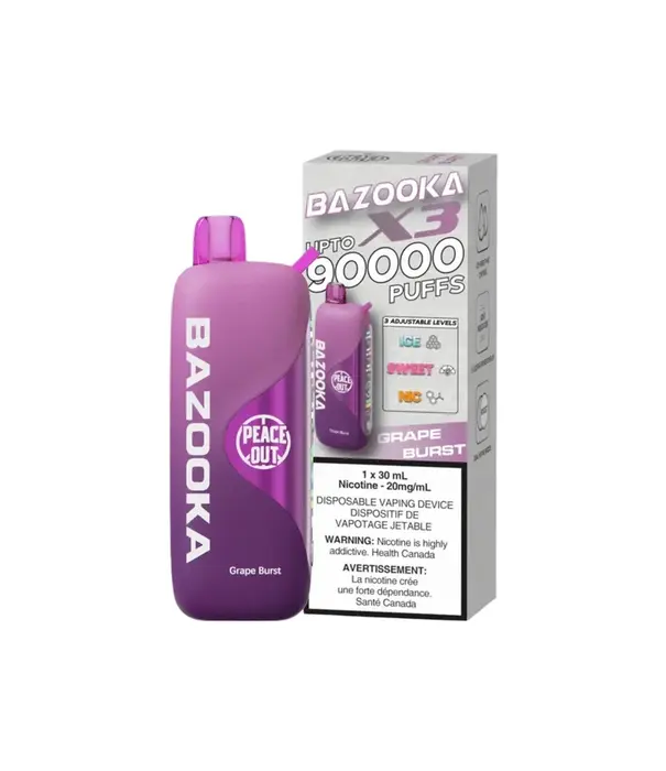 Bazooka Grape Burst Bazooka X3 90k Rechargeable Disposable