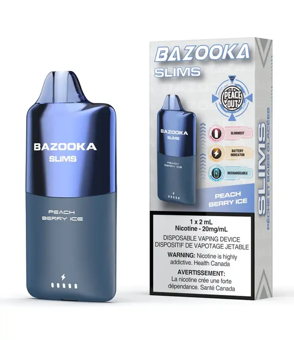 Bazooka Peach Berry Ice Bazooka Slim 2ml Rechargeable Disposable