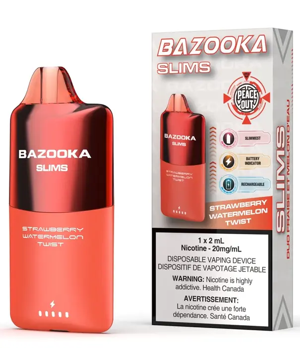 Bazooka Strawberry Watermelon Twist Bazooka Slim 2ml Rechargeable Disposable