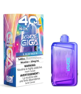 S. Blue Razz G Kraze Giga 150k Recharegable Disposable