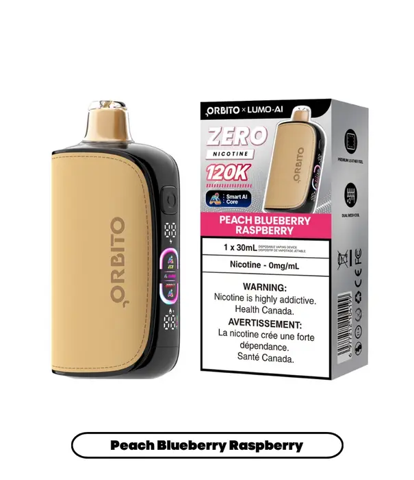 Orbito Peach Blueberry Raspberry Zero Nic Orbito Lumo AI 120k Rechargeable Disposable