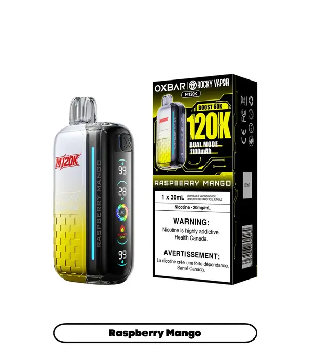 Ox Bar Raspberry Mango Rocky Vapor OxBar M120K Rechargeable Disposable