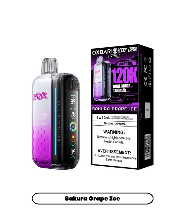Ox Bar Sakura Grape Ice Rocky Vapor OxBar M120K Rechargeable Disposable