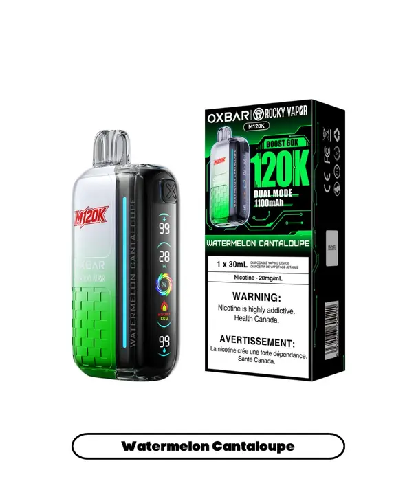 Ox Bar Watermelon Cantaloupe Rocky Vapor OxBar M120K Rechargeable Disposable