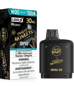 Tropika Ice Flavour Beast Twelve Monkeys Level X M-Series 120k Disposable Vape Pod