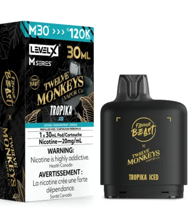 level X Tropika Ice Flavour Beast Twelve Monkeys Level X M-Series 120k Disposable Vape Pod