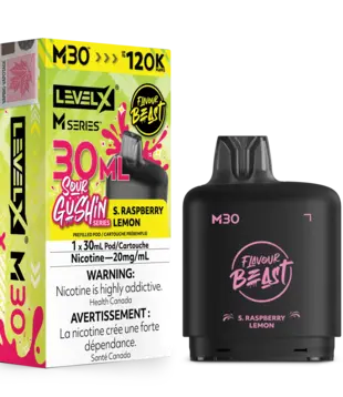 S. Raspberry Lemon Flavour Beast Level X M-series  120k Disposable Vape Pod