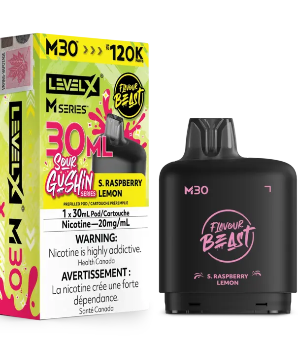 level X S. Raspberry Lemon Flavour Beast Level X M-series  120k Disposable Vape Pod