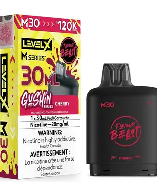 Cherry Flavour Beast Gushin Level X M-series 120k Disposable Vape Pod