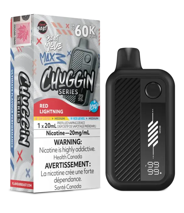 Flavour Beast Red Lightning Ice Flavour Beast Beast Mode Max 3 Chuggin 60k Rechargeable Disposable
