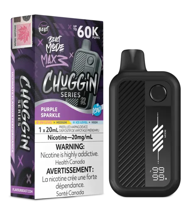 Flavour Beast Purple Sparkle Ice Flavour Beast Beast Mode Max 3 Chuggin 60k Rechargeable Disposable