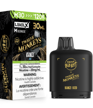 Kanzi Ice Flavour Beast Twelve Monkeys LEVL X M-series 120k Disposable Vape Pod