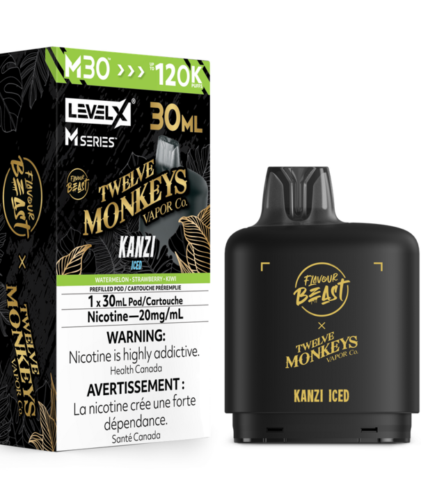 level X Kanzi Ice Flavour Beast Twelve Monkeys LEVL X M-series 120k Disposable Vape Pod
