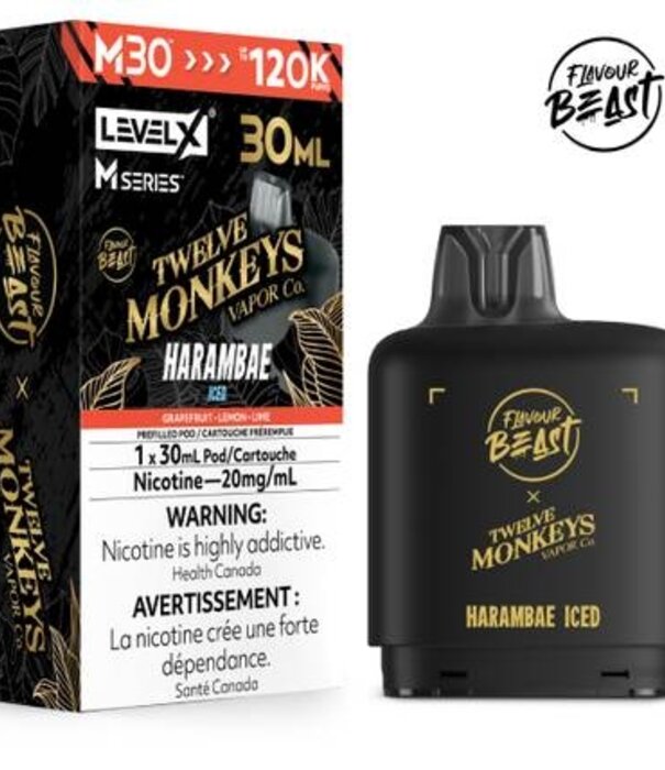 level X Harambae Ice Flavour Beast Twelve Monkeys Level X M-series 120k Disposable Vape Pod